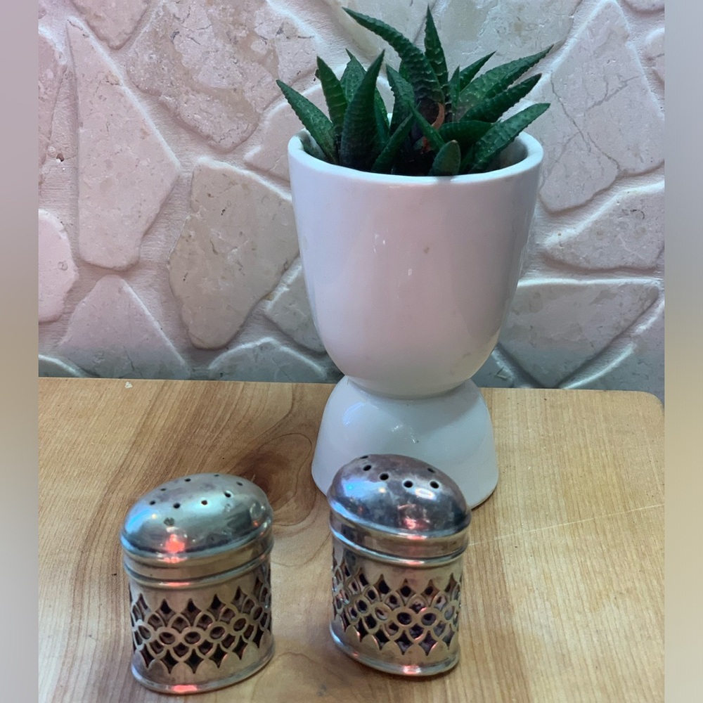 VINTAGE | Made In England | Silver Plate with Cobalt Glass Salt & Pepper